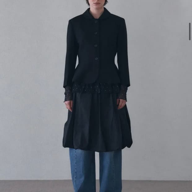 바니쉬먼트  Round collar flare jacket_black