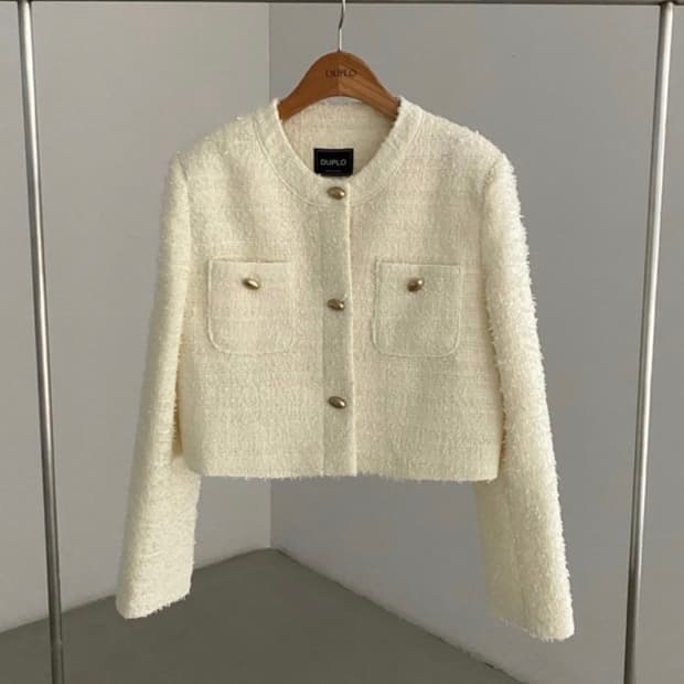 트위드 노카라 자켓 새상품 jacket