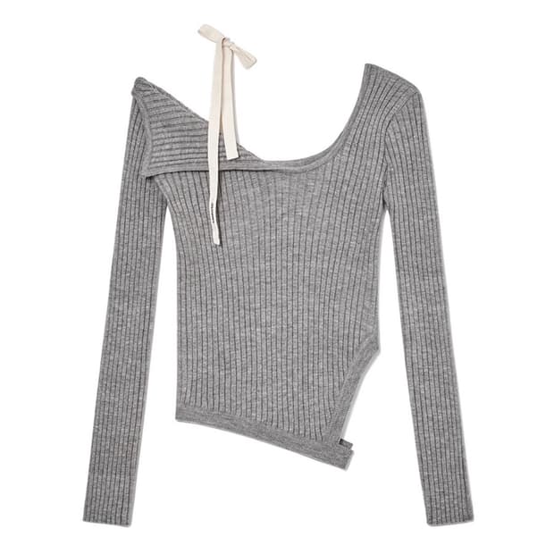 글로니 ISA ASYMMETRICAL KNIT TOP (GRAY)
