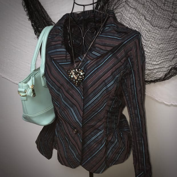 Fairy goth mint choco stripe jacket 쇼콜라