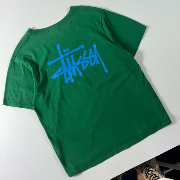 Stussy 스투시 빅로고 피그먼트 다이드 그린 반팔티셔츠