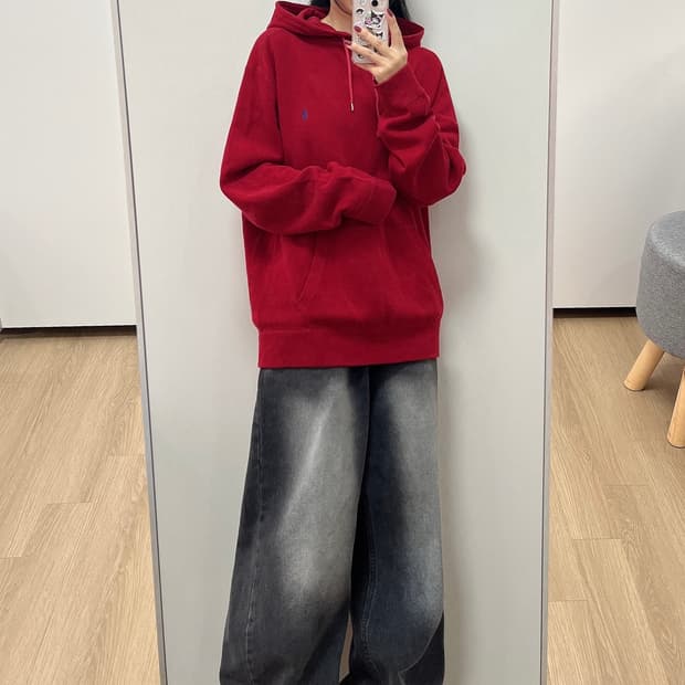 폴로 랄프로렌 레드 스웻 후드티