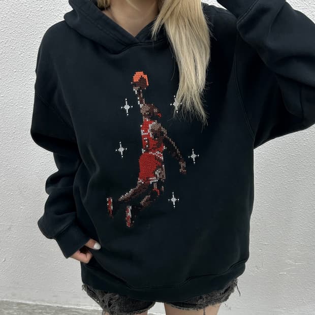 조던 블랙 후드 XL