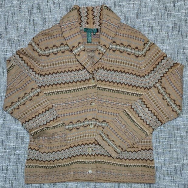 로렌 랄프로렌 페어아일 패턴 니트 가디건 (XL)