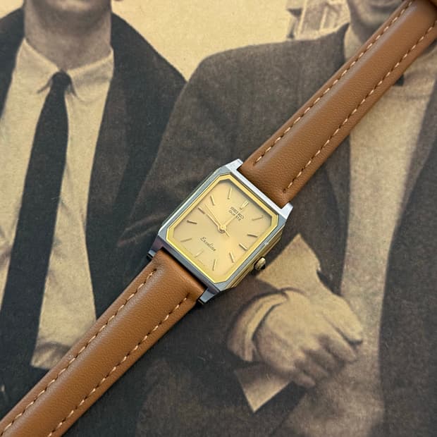 세이코 Seiko 쿼츠 스퀘어 엑셀린 브라운 레이디스