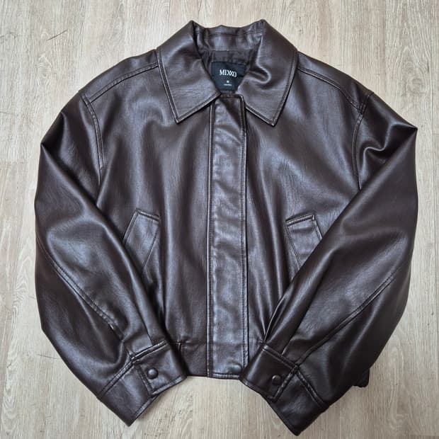 미쏘 여성 크롭 레더 라이더 가죽자켓 M(95)