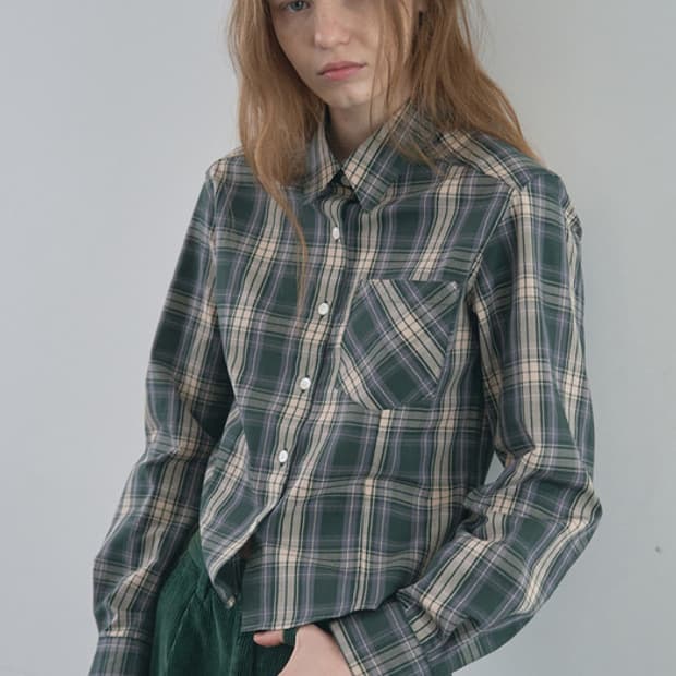 [vnmt] 바니쉬먼트 체크셔츠 그린 / 크롭셔츠