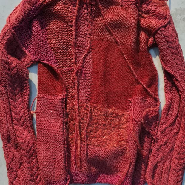 episodeno 인탈샤 믹스 핸드메이드 그런지 니트 파카