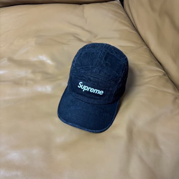 Supreme 슈프림 프레이드 워시드 데님 블랙 캠프캡 모자