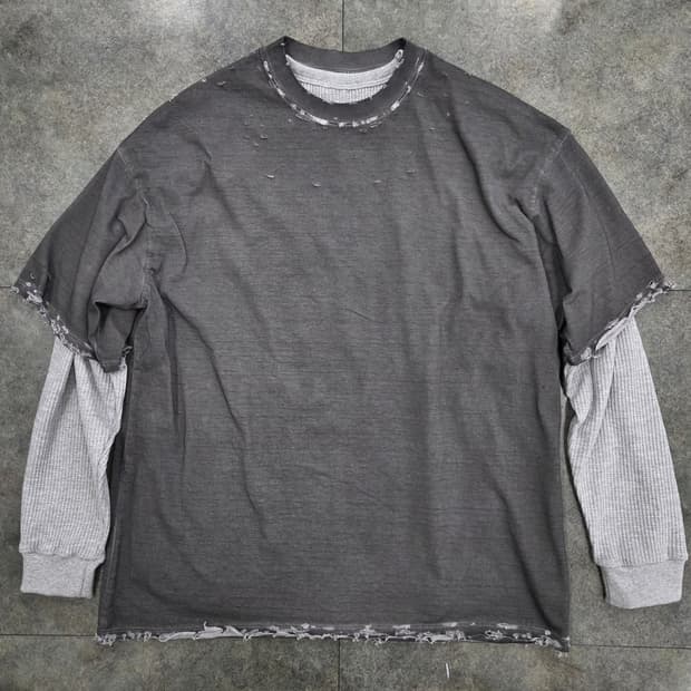 빈티지 워싱 긴팔레이어드 티셔츠