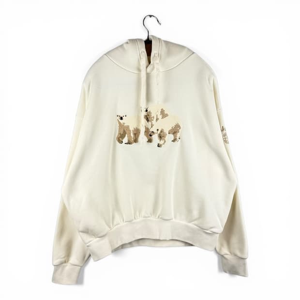 M) 지프 우먼스 폴라베어 자수 기모 루즈핏 후드티