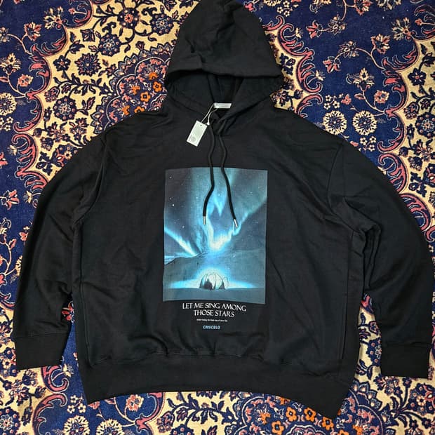 (새상품) 크리스첼로 공용 오로라 루즈핏 후드티셔츠 4size