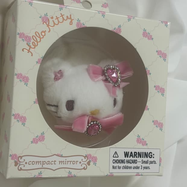 키티 부드러운 인형 마스코트 양면 거울 휴대용 공주 콤팩트 거울