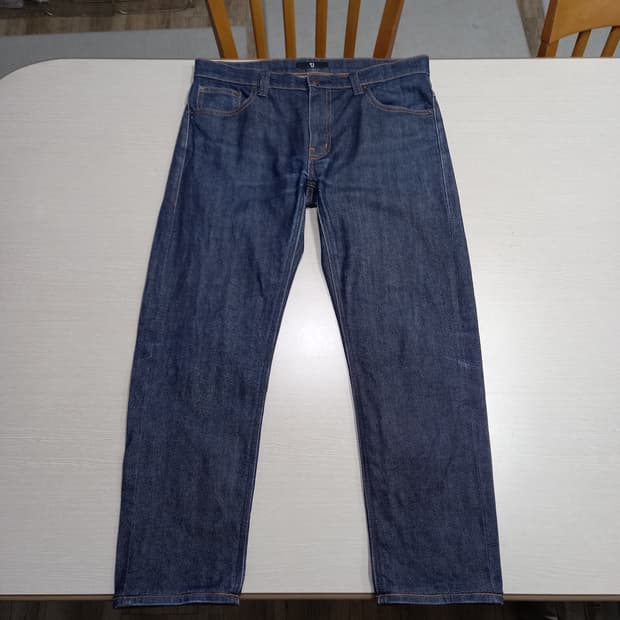 33 질샌더 유니끌로 셀비지 스판 슬림일자진 진청 33-425