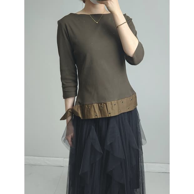 보트넥 아일렛 롱슬리브