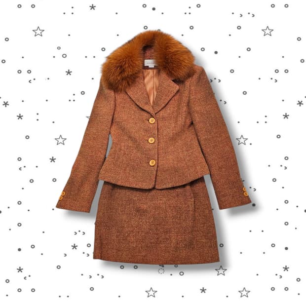 85 CATHERINETTE 오렌지 퍼 투피스 울 셋업