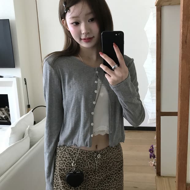 미니포에 헤이브 그레이 가디건 펀칭 모리걸