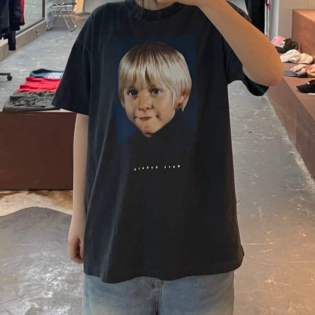 빈티지 너바나 밴드 커트 코베인 프린팅 반팔 H2400