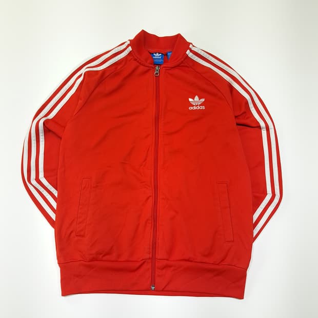 CL696 L 아디다스 오리지널 00s 트레포일 레드 저지 자켓 집업