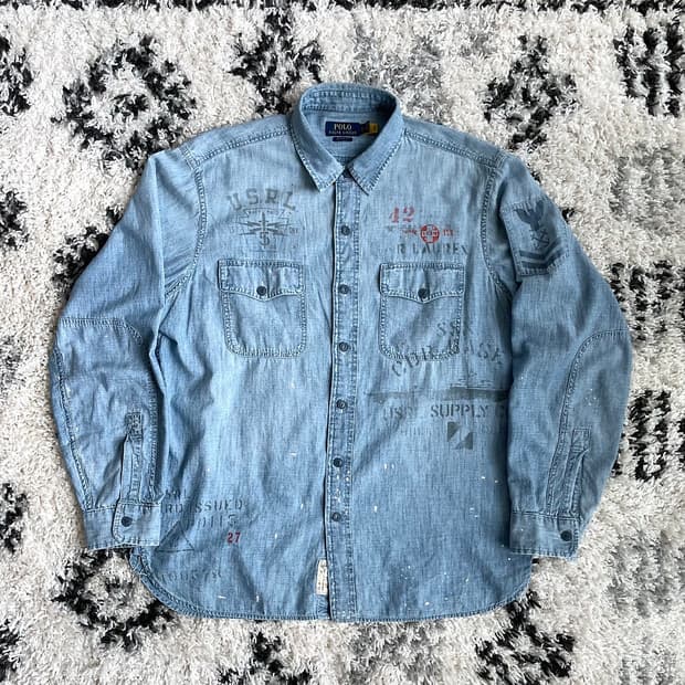 폴로 랄프로렌 해군 샴브레이 셔츠 폴로야상 폴로퍼티그