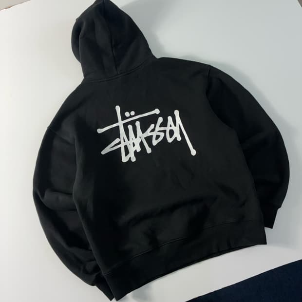 Stussy  스투시 베이직 스탁로고 블랙 후드티  