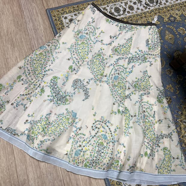 빈티지 미디 스커트 페이즐리 무늬 M