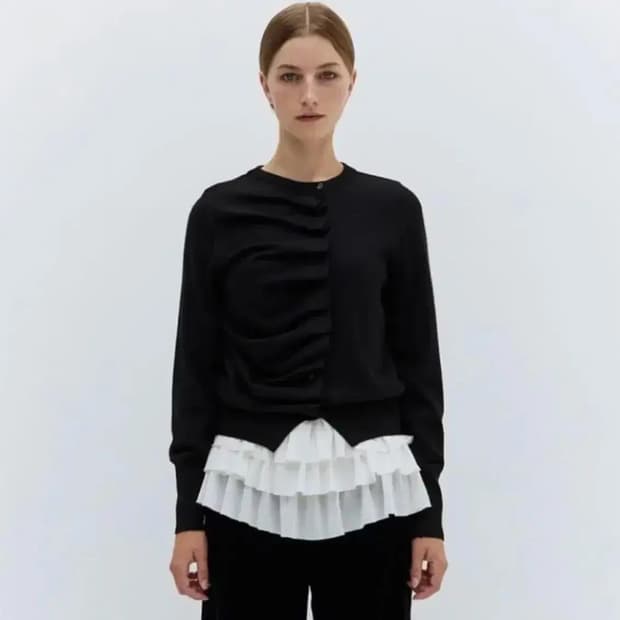 버뮬라 오블리크 니트 가디건 M 블랙