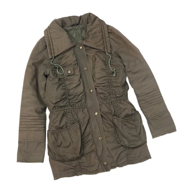 Lazy Daisy 레이지 데이지 빈티지 카키 셔링 디테일 필드 자켓