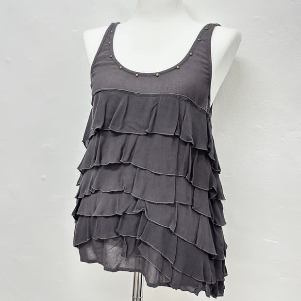 Vintage Layered Pleats stud point Tank t