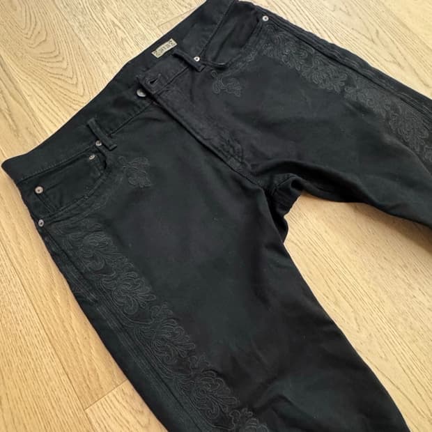 폴로 랄프로렌 자수 블랙 진