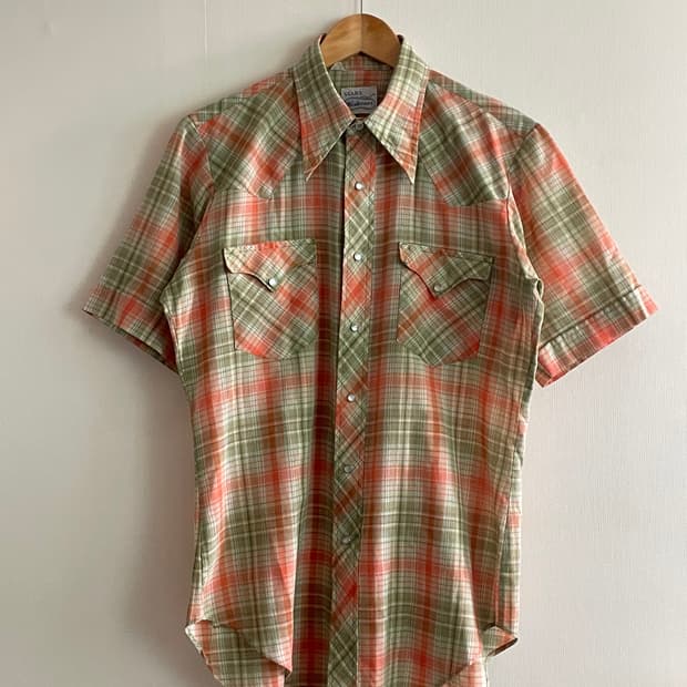 60s Sears Westerner Plaid half Shirt