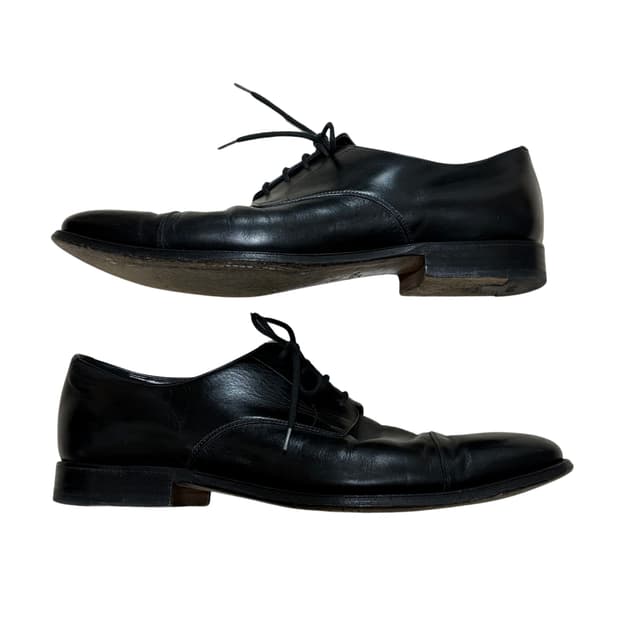 Prada black Leather cap toe derby shoes
