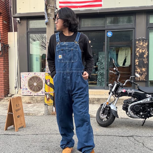 칼하트 오버롤 멜빵 데님 40x32