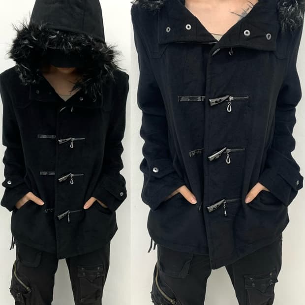 V-kei mood fur hood coat 