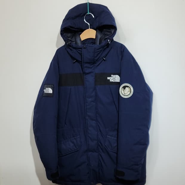 (XL) 노스페이스 거위털 패딩점퍼 네이비 구스다운 후드자켓 