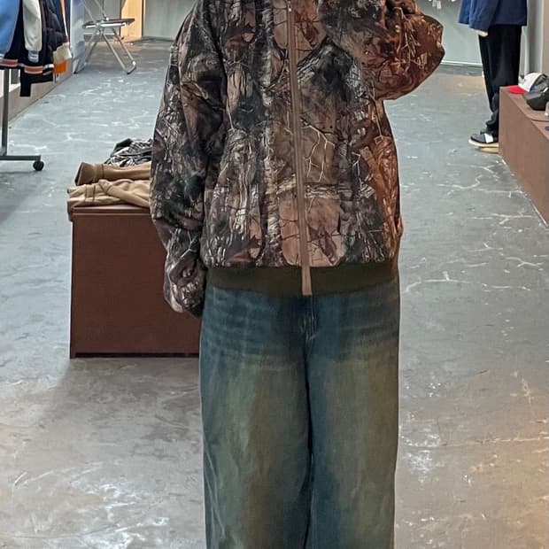 빈티지 y2k 리얼트리패턴 후드집업 H1302