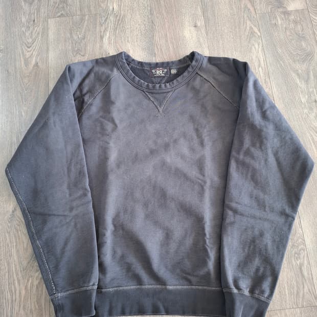 RRL 더블알엘 가먼트다이드 프렌치테리 맨투맨 스웨트셔츠 블랙