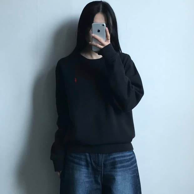 폴로 랄프로렌 신형 자수로고 블랙 맨투맨