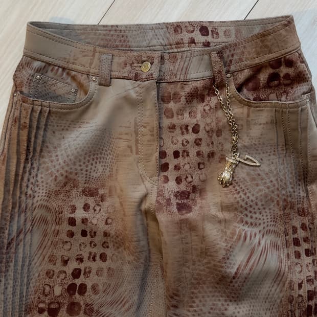 [GK] mixed pattern boot cut poly pants