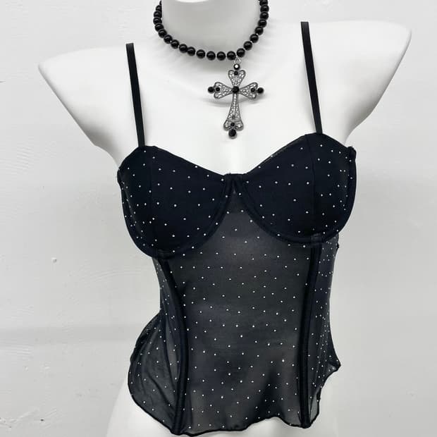 메쉬 도트 핫픽스 코르셋