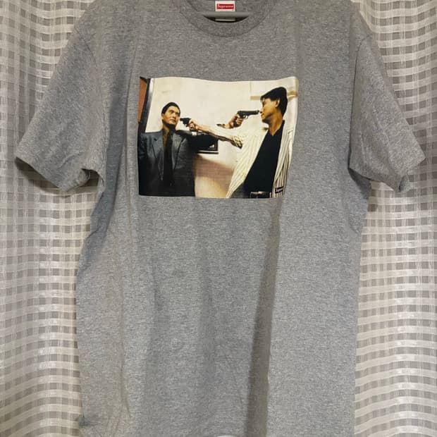 슈프림 더 킬러 첩혈쌍웅 티셔츠 헤더그레이 L사이즈