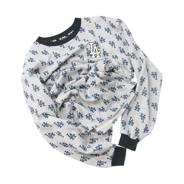 MLB 엠엘비 LA 다저스 모노그램 올오버 패턴 그레이 롱슬리브 L