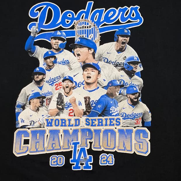 미국 빈티지 MLB 24년 LA다저스 우승기념 챔피언 반팔티