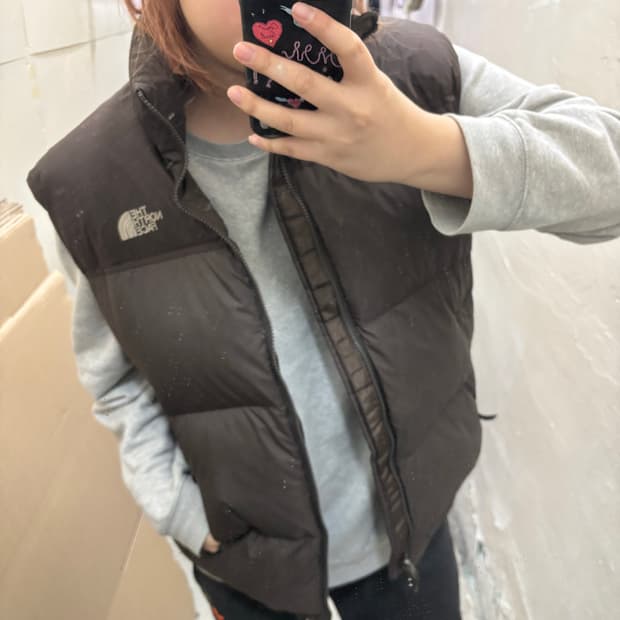 노스페이스 브라운 패딩 조끼