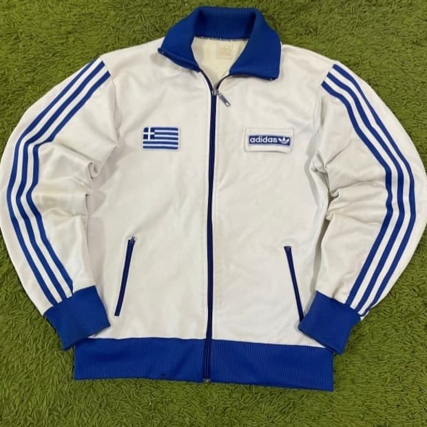 아디다스 그리스 화이트 블루 트랙탑 져지집업 95/M
