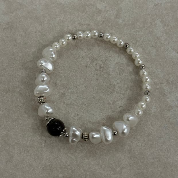 진주 오닉스 포인트 팔찌