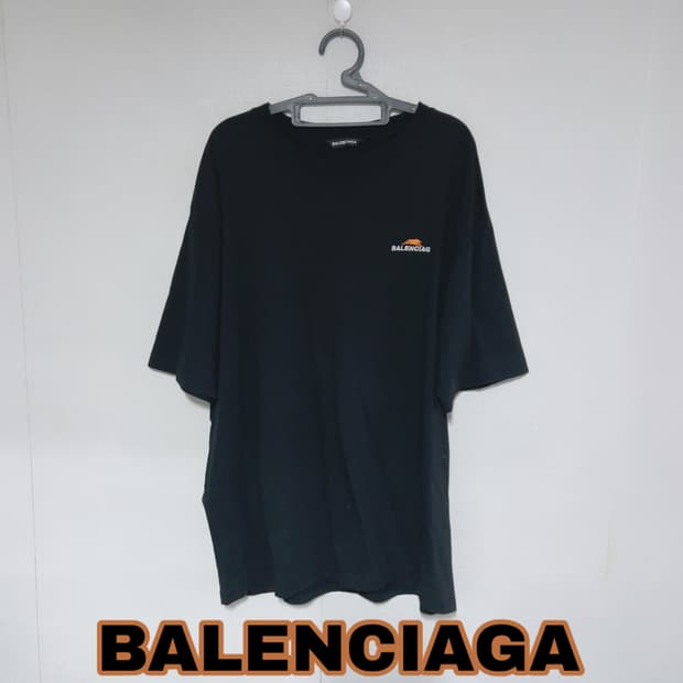 발렌시아가 블랙 로고프린팅 빅사이즈 여름 공용 반팔티