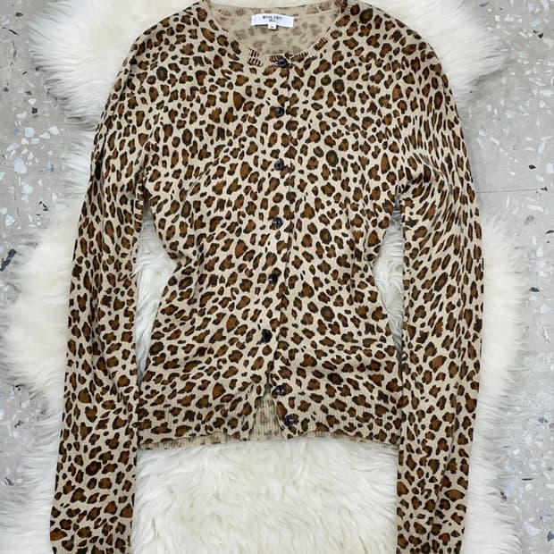 갸루 호피 버튼 가디건