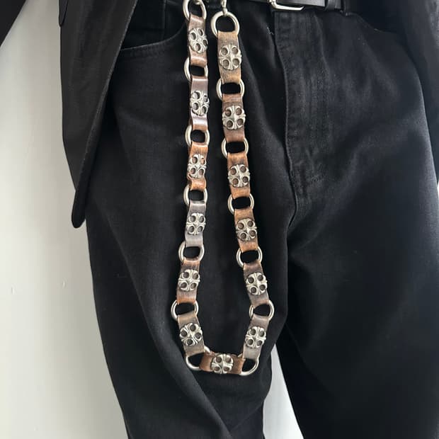 JPN VTG 플로럴 브라운 레더 체인