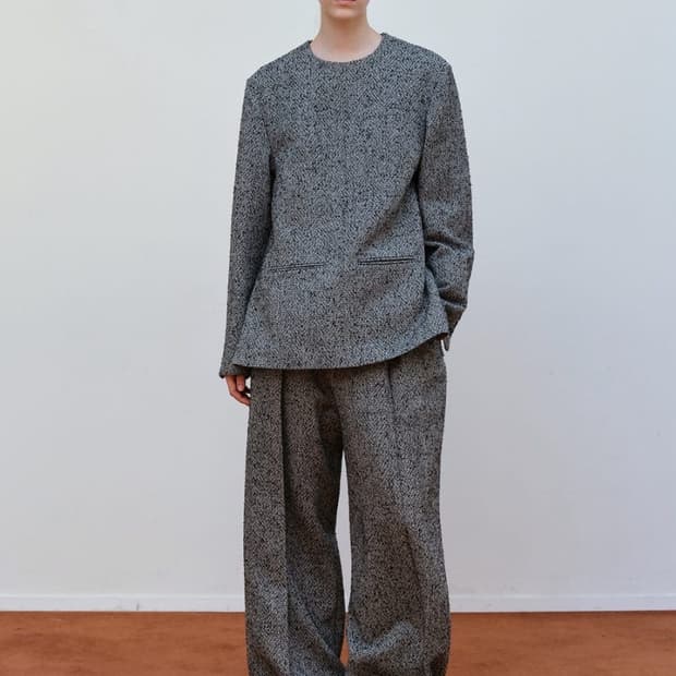 문달 Casey Low Rise Slacks in Black Tweed